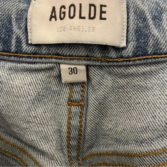 AGOLDE Riley Distressed Jeans Light Wash Denim Size 30 Button Fly - Picture 6 of 8